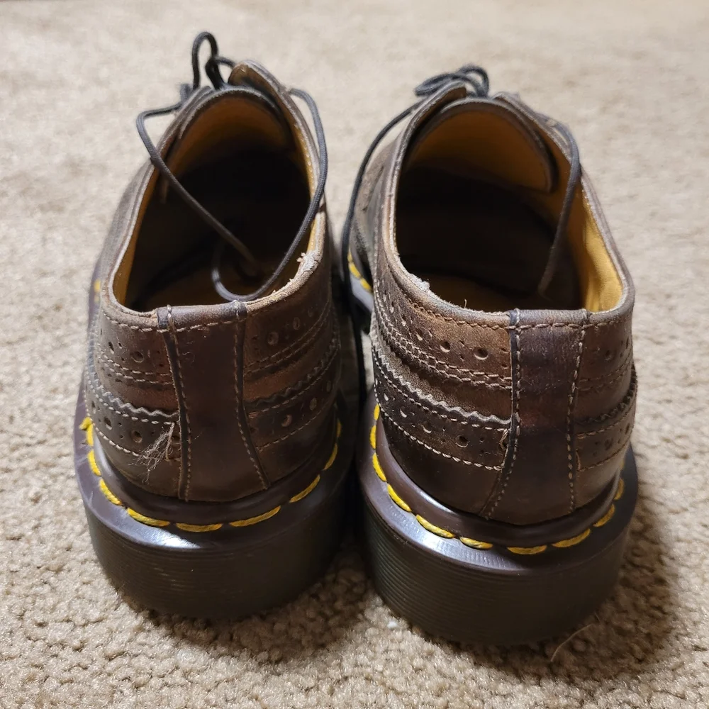 Dr. Marten's Brown Yellow Stitch Smooth Leather Brogue Shoes, size 3